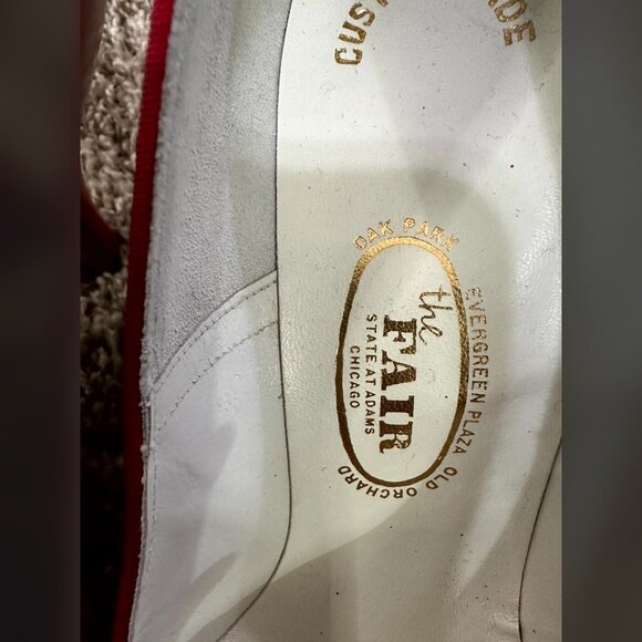 50s NWT Candy Apple Red DeAngelo Stiletto Leather Deadstock Marshall Fields 8B - Picture 4 of 8